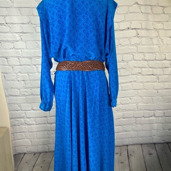 Liz Claiborne Geometric Vintage Shirt Dress Blue size Medium - Picture 6 of 16